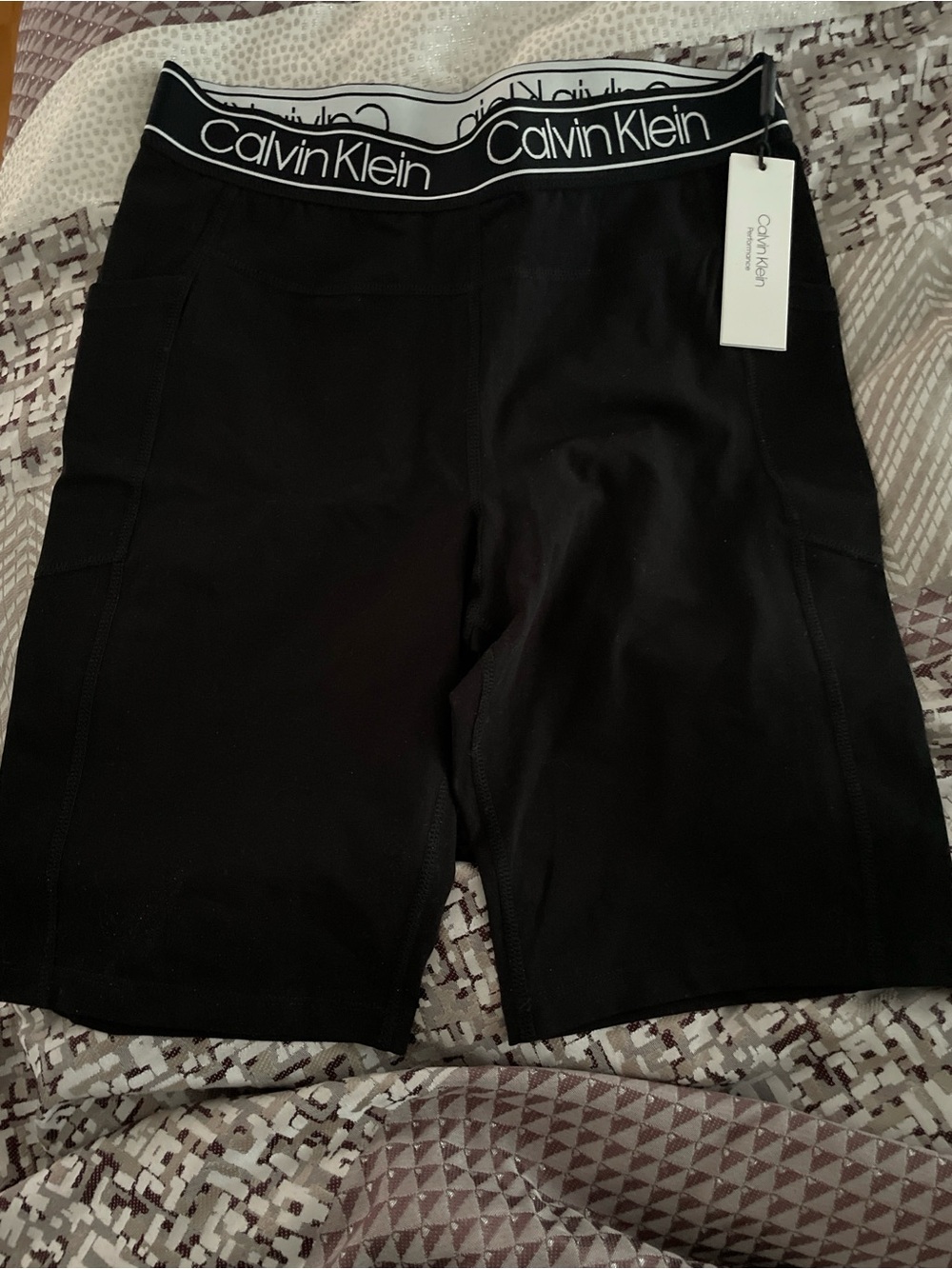 Calvin Klein Black Women's Bike Shorts with Logo Waistband